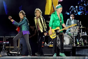 EAST RUTHERFORD, NEW JERSEY - MAY 26: Ronnie Wood, Mick Jagger, Keith Richards and Steve Jordan of The Rolling Stones perform during 'Stones Tour '24 Hackney Diamonds' at MetLife Stadium on May 26, 2024 in East Rutherford, New Jersey. (Photo by Mike Coppola/Getty Images)