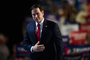 MILWAUKEE, WISCONSIN - JULY 16: U.S. Sen. Marco Rubio (R-FL) departs the stage after speaking on the second day of the Republican National Convention at the Fiserv Forum on July 16, 2024 in Milwaukee, Wisconsin. Delegates, politicians, and the Republican faithful are in Milwaukee for the annual convention, concluding with former President Donald Trump accepting his party's presidential nomination. The RNC takes place from July 15-18. (Photo by Leon Neal/Getty Images)