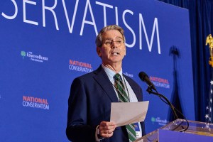 Scott Bessent speaks at the National Conservative Conference in Washington D.C., Wednesday, July 10, 2024. (Photo by Dominic Gwinn / Middle East Images / Middle East Images via AFP) (Photo by DOMINIC GWINN/Middle East Images/AFP via Getty Images)