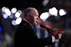Former Acting Director of Immigration and Customs Enforcement (ICE) Thomas Homan speaks during the third day of the 2024 Republican National Convention at the Fiserv Forum in Milwaukee, Wisconsin, on July 17, 2024. Days after he survived an assassination attempt Donald Trump won formal nomination as the Republican presidential candidate and picked Ohio US Senator J.D. Vance for running mate. (Photo by Brendan SMIALOWSKI / AFP) (Photo by BRENDAN SMIALOWSKI/AFP via Getty Images)
